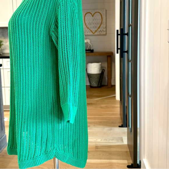 GAP Chain Stitch Open Knit 3/4 Sleeve Ballet Neck in Bright Kelly Green — M - Picture 5 of 5